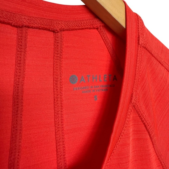 Athleta Women's Pacifica UPF Tee S Orange 1/4-Zip Short Sleeve Top Casual Active - Picture 4 of 7